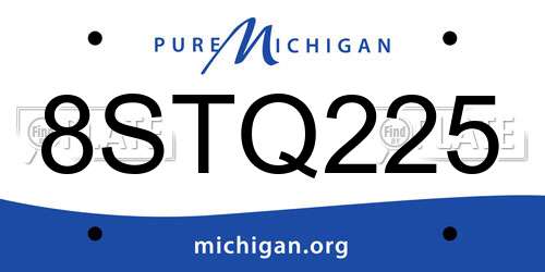 8STQ225 Michigan License Plate