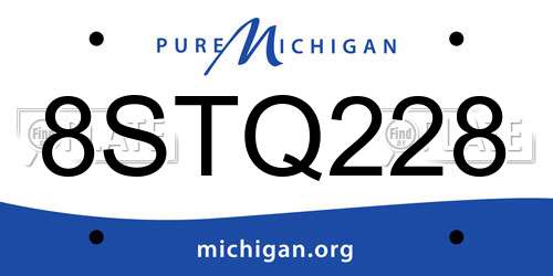 8STQ228 Michigan License Plate