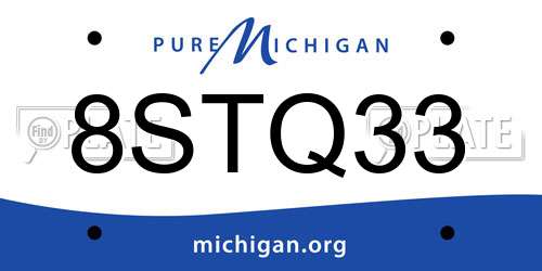 8STQ33 Michigan License Plate