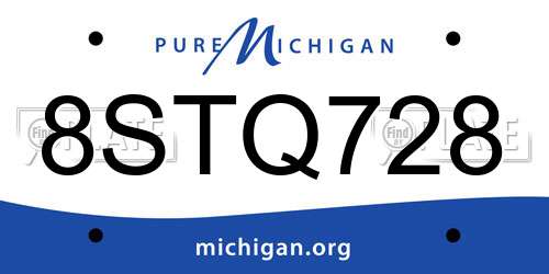 8STQ728 Michigan License Plate