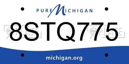 8STQ775 Michigan License Plate