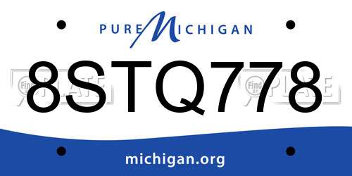 8STQ778 Michigan License Plate