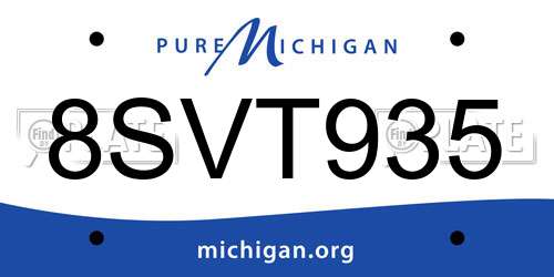8SVT935 Michigan License Plate
