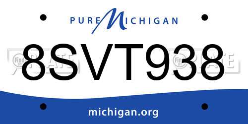 8SVT938 Michigan License Plate