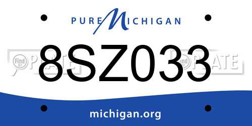 8SZ033 Michigan License Plate
