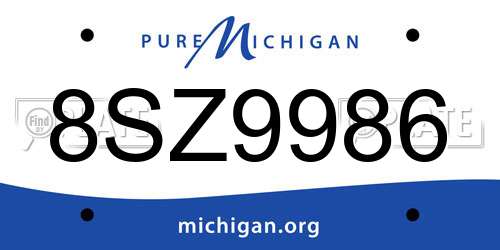 8SZ9986 Michigan License Plate