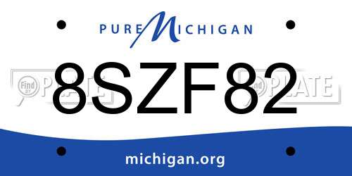 8SZF82 Michigan License Plate