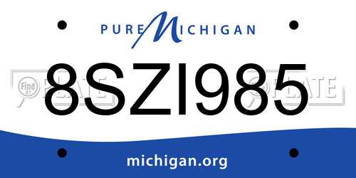 8SZI985 Michigan License Plate