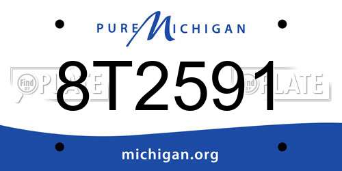 8T2591 Michigan License Plate
