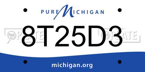 8T25D3 Michigan License Plate