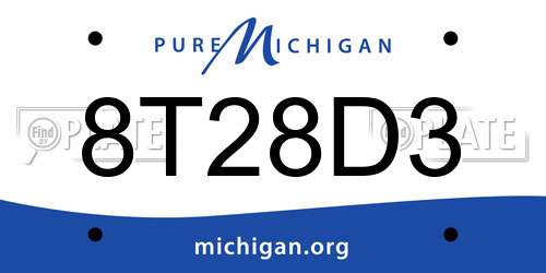 8T28D3 Michigan License Plate