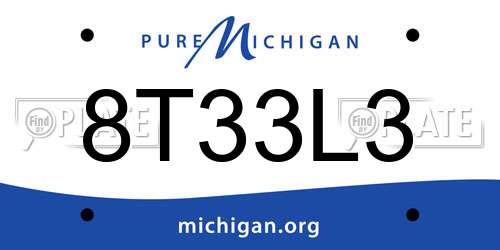 8T33L3 Michigan License Plate