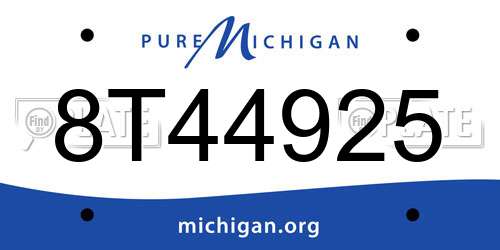 8T44925 Michigan License Plate
