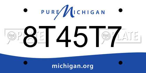 8T45T7 Michigan License Plate