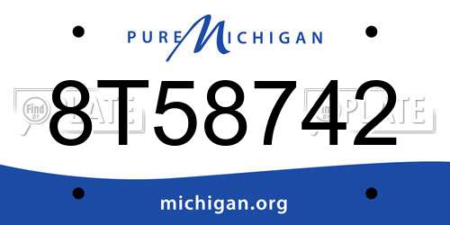 8T58742 Michigan License Plate