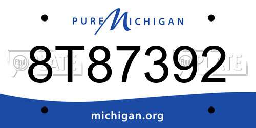 8T87392 Michigan License Plate