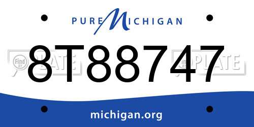 8T88747 Michigan License Plate