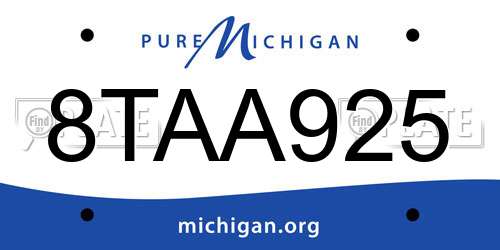8TAA925 Michigan License Plate