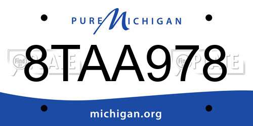 8TAA978 Michigan License Plate