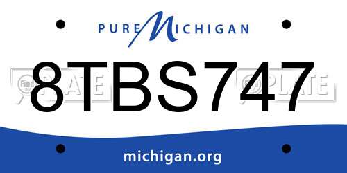 8TBS747 Michigan License Plate