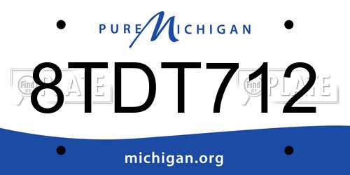 8TDT712 Michigan License Plate