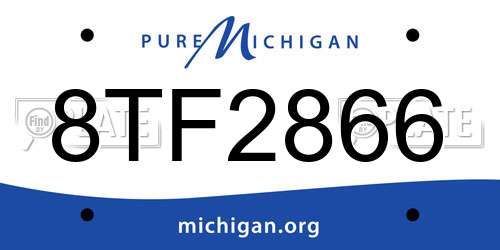 8TF2866 Michigan License Plate