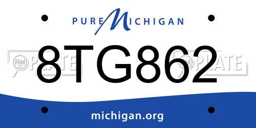 8TG862 Michigan License Plate