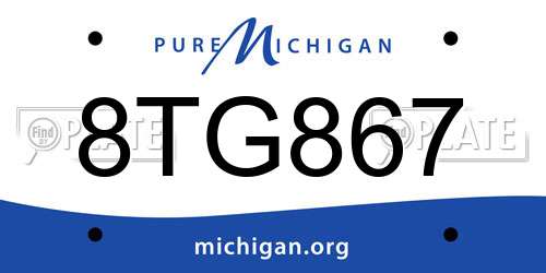8TG867 Michigan License Plate