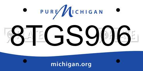 8TGS906 Michigan License Plate