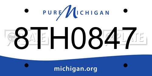 8TH0847 Michigan License Plate