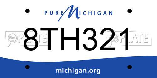 8TH321 Michigan License Plate