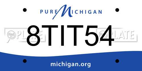 8TIT54 Michigan License Plate