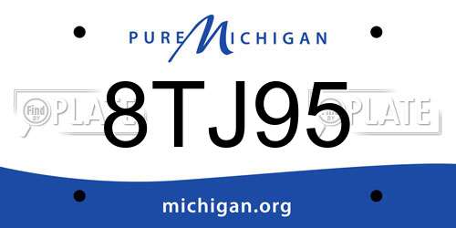 8TJ95 Michigan License Plate