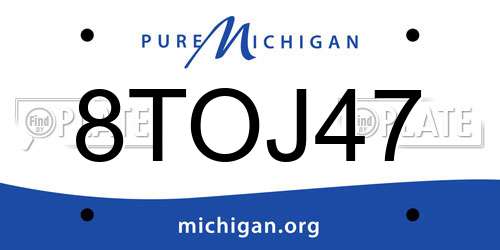 8TOJ47 Michigan License Plate
