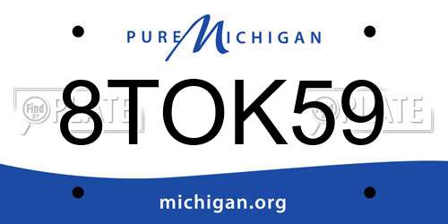 8TOK59 Michigan License Plate