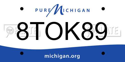 8TOK89 Michigan License Plate