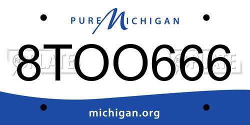 8TOO666 Michigan License Plate