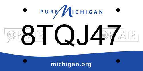 8TQJ47 Michigan License Plate
