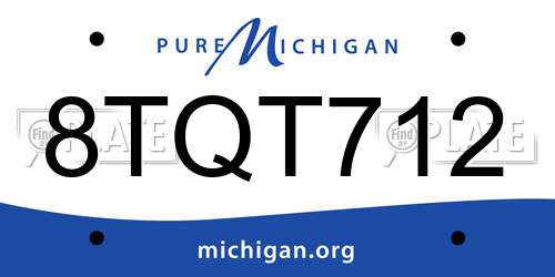 8TQT712 Michigan License Plate