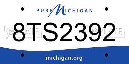 8TS2392 Michigan License Plate