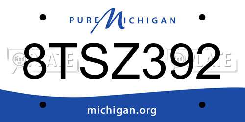 8TSZ392 Michigan License Plate