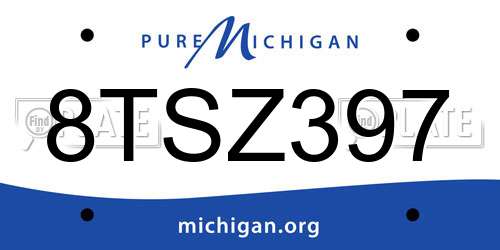 8TSZ397 Michigan License Plate