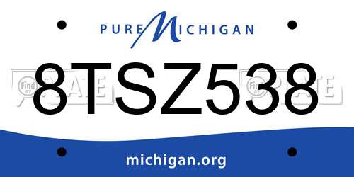 8TSZ538 Michigan License Plate