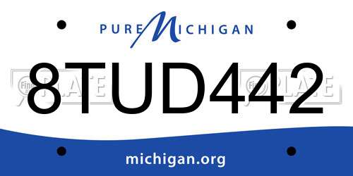 8TUD442 Michigan License Plate