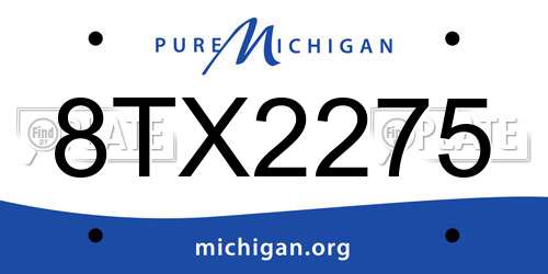 8TX2275 Michigan License Plate