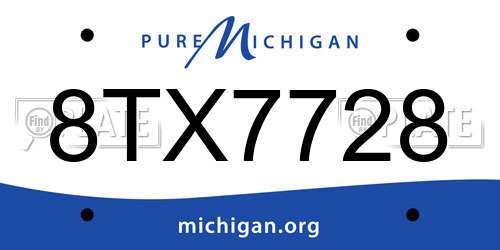 8TX7728 Michigan License Plate