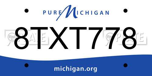 8TXT778 Michigan License Plate