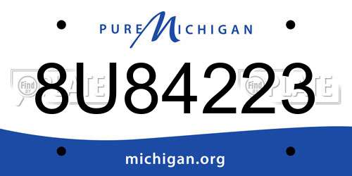 8U84223 Michigan License Plate