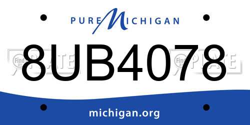 8UB4078 Michigan License Plate