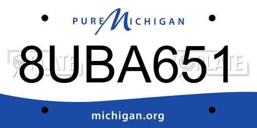 8UBA651 Michigan License Plate
